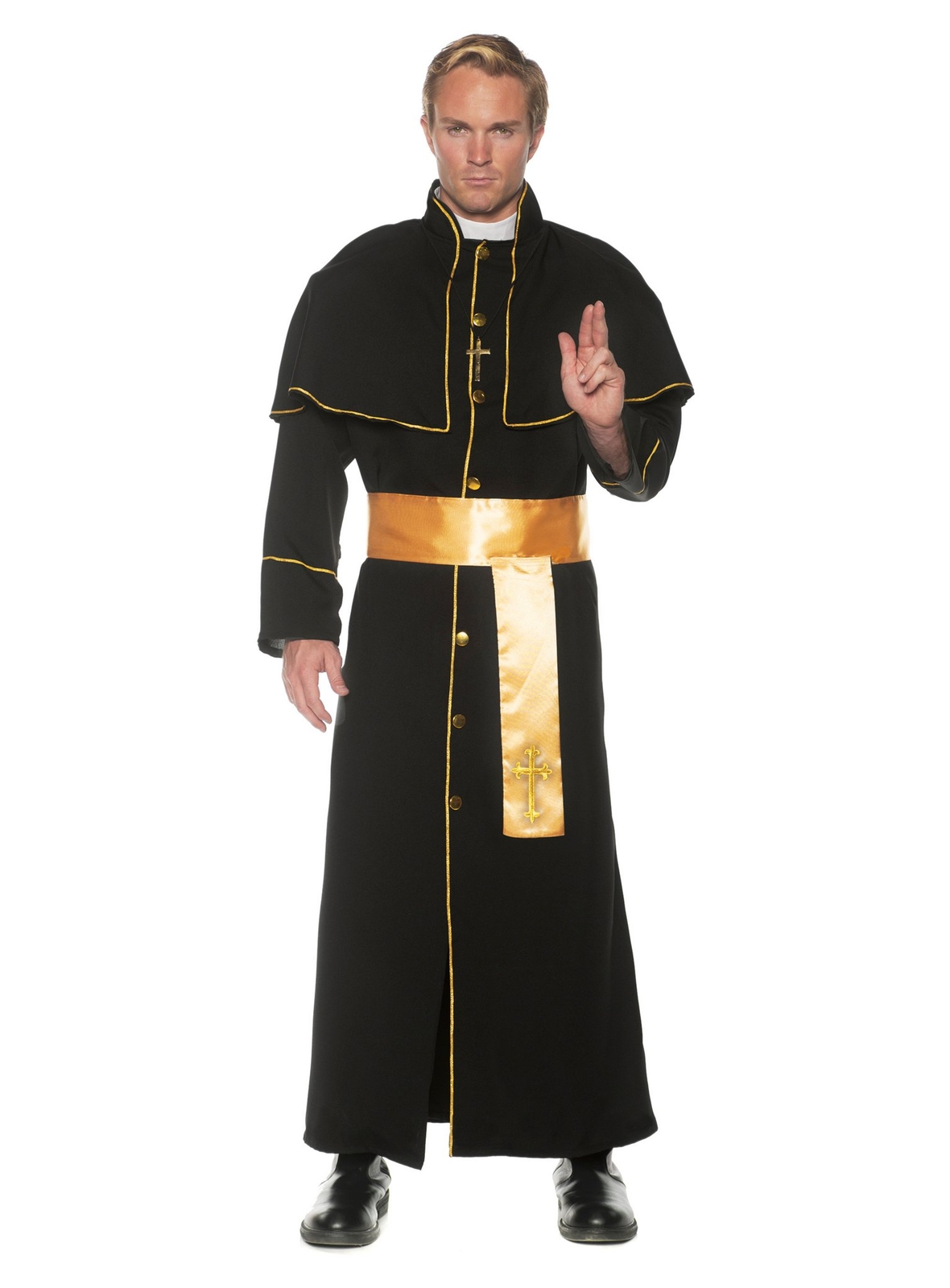 FIESTAS GUIRCA Priester-Kostüm – Schwarze Soutane Für Erwachsene, Inkl. Kleinem Stoffkreuz