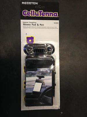 RECOTON CA303 CelluTenna Glass Mount Cellular Telephone Memo Pad & Pen, Black.