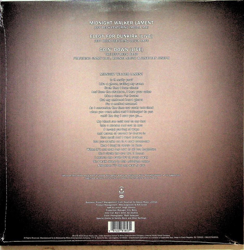 JEFF BECK- Tribute EP 12" Vinyl (NEW** 2023) ft Imelda May/Olivia Safe Live etc - Image 2 of 2