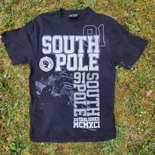 Vtg Southpole Y2k T Shirt Black Distressed Sz Boys 16-18 Streetwear Skater Tee
