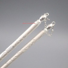 Pure S999 Fine Silver Chopsticks Dragon Phoenix Handle 8.07inch Length Healthy