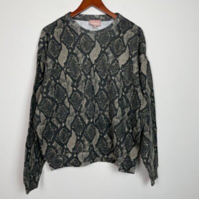 NWT Show Me Your MuMu Boyfriend Oversized Crew Neck Sweatshirt Ziggy Python XS
