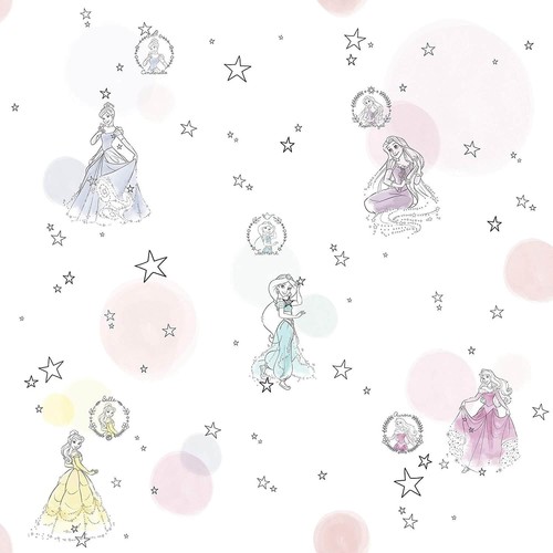 Princess Pretty Pastel Wallpaper Roll 53cm x 10m children baby bedroom pink
