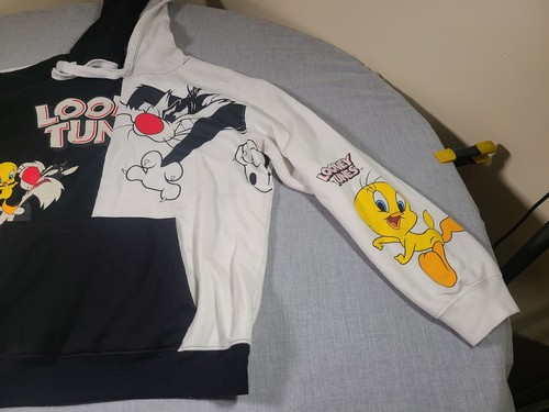 LOONEY TUNES Hoodie Sweatshirt Kids Large 11-13 TWEETY & SYLVESTER Cartoon AOP - Picture 6 of 20