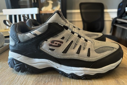 NEW Mens SKECHERS SPORT AFTER BURN SLIP ON Grey Shoes 12 12W Memory Foam - Picture 3 of 6