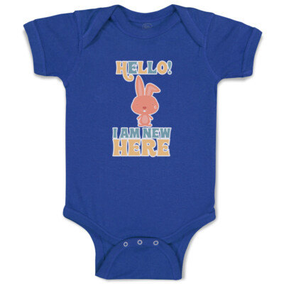 Baby Bodysuit Hello I Am New Here Rabbit Funny Cotton Boy & Girl Baby Clothes