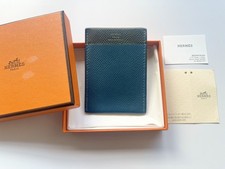 HERMES Ultra-Slim Card Holder Black Blue Two-Tone 2021 Shop Card Box