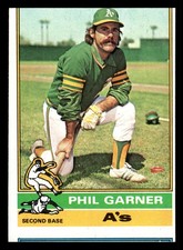 1976 Topps Phil Garner #57 Oakland Athletics HIGHER GRADE MISCUT ERROR
