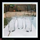 Set of 3 Vintage Coca-Cola Embossed 6" Contour 16 oz Clear Glass Tumblers