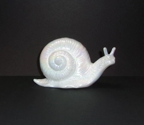 Fenton Glass Milk White Carnival MOP Snail Figurine Special Order Mosser Glass