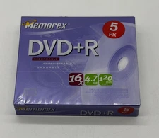 Memorex DVD-R 16X 4.7GB 120min 5PK New Sealed