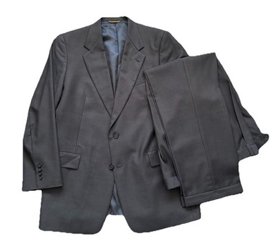 VTG 70s Hart Schaffner Marx Men's Gray Wool 2pc Suit 42R 37/28 Made in USA