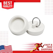 1-1/2 to 1-5/8 Inch Rubber Tub Drain Stopper with Hanging Ring White