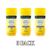 Neutrogena Sunscreen Lotion Beach Defense SPF 70, Face 6.7 Ounce (Pack of 3)