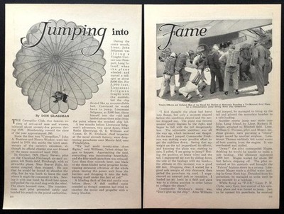 Parachute Caterpillar Club 1930 article  Jumping into Fame  & Hamilton Gyroplane