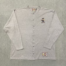 Vintage Looney Tunes Shirt XL Gray DAPPER TAZ Button Down 90s Cartoon Bugs Daffy
