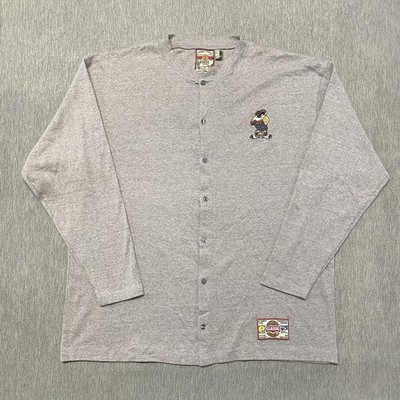 Vintage Looney Tunes Shirt XL Gray DAPPER TAZ Button Down 90s Cartoon Bugs Daffy