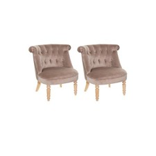 Lot de 2 Fauteuils en Velours "Crapaud" 72cm Taupe