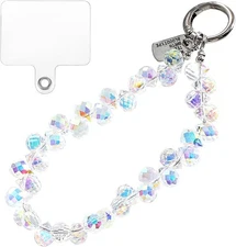 JIEYAO Crystal Phone Wrist Strap, Beaded Charm with Tether Transparent 
