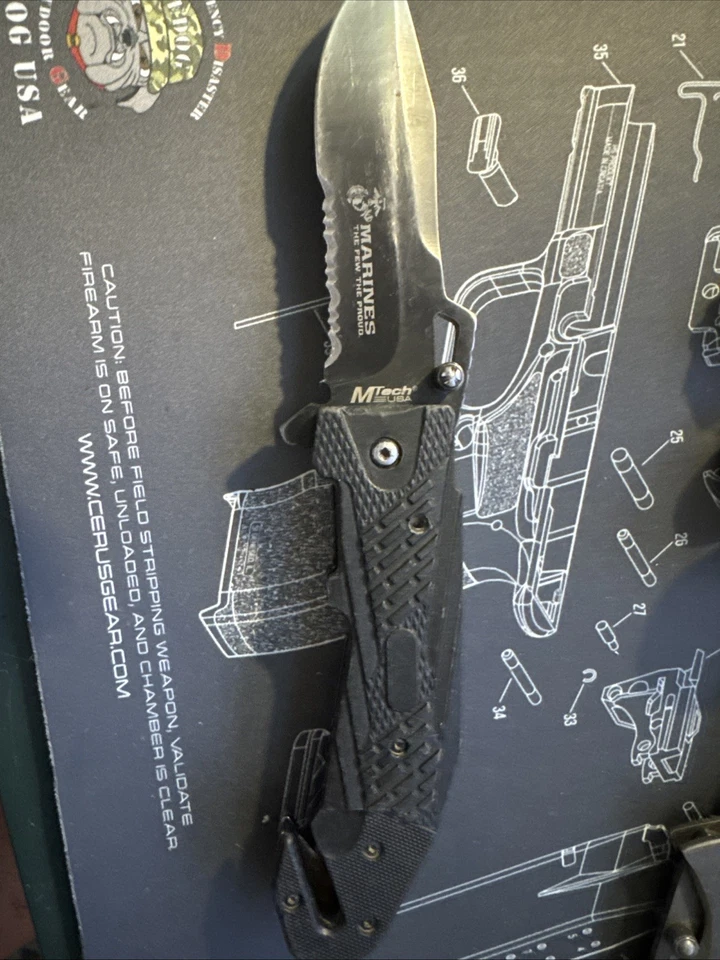NAVAJA DE BOLSILLO PLEGABLE MTECH USMC MARINES Rescate táctico asistido con resorte abierta 9 Foto 3 de 4