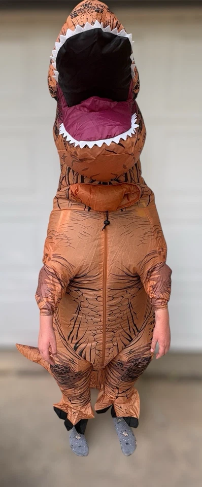 Надувной костюм динозавра T-Rex костюм для ребенка от 6 до 10 лет коричневый наряд для Хэллоуина - Изображение 3 из 4