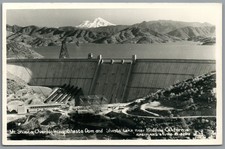 RPPC Postcard Mt Shasta Dam Lake near Redding CA Eastman's Studio Vintage