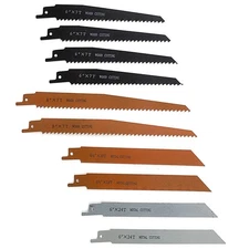 10 Piece Assorted Universal Reciprocating Saw Blades Set Wood Metal Shank Pack