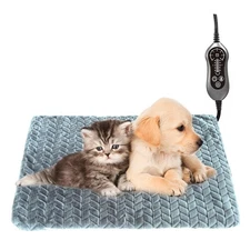 Pet Heating Pad for Cats Dogs Temperature Adjustable Heated Cat Bed Warmer wi...