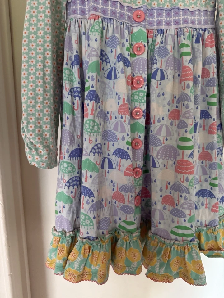 Matilda Jane Girls Long Sleeve Above The Clouds Umbrella Spring Dress Size 12 - Image 4 of 4