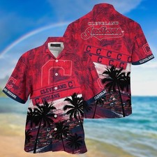 Cleveland Baseball Team Indians Hawaiian Shirt Button Down Unisex Adults S-5XL