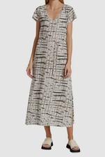 $270 Majestic Filatures Women's White V-Neck Tie-Dye Cotton Midi Dress Size 3