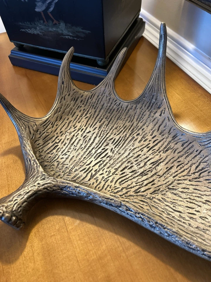 Objeto de cuenco decorativo Pottery Barn con cuerno de alce de metal nuevo sin etiquetas nuevo sin caja Foto 2 de 4