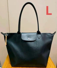 LONGCHAMP  Le Pliage City L Tote Shoulder bag Black Leather New Japan Fs
