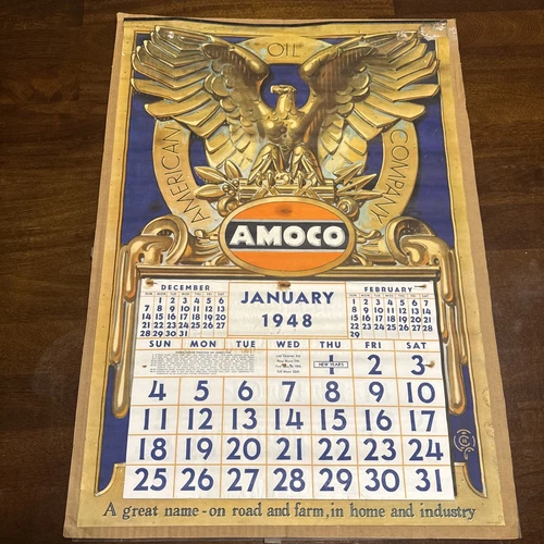 Amoco Oil collectibles , 1948 Paper Calendar Petro Vintage Antique