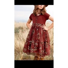 NEW Joyfolie Mia Joy Girls Lorelei Dress in Cinnamon Floral Size 10