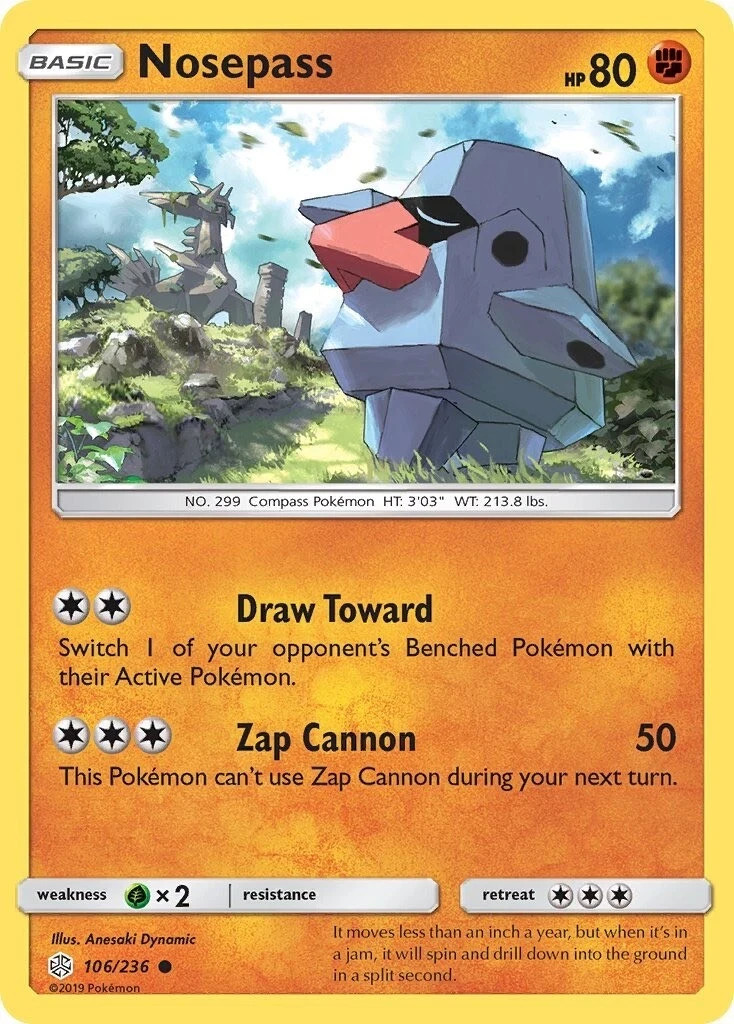 Pokemon NOSEPASS Sun & Moon Cosmic Eclipse 106/236 NM/Mint PACK FRESH