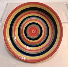 Vtg Handpainted MULTI-COLOR Swirl PASTA BOWL  12.5” Preowned Read Look