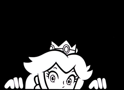 Princess Peach Peeking WHITE vinyl decal for car windows
