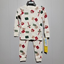 Carters Child of Mine Toddler 2T Christmas Pajamas Waffle Knit Santa Letters New