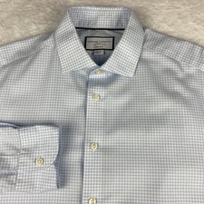 Charles Tyrwhitt Dress Shirt Mens 16.5-35 Blue/White Checks Classic Fit No Iron