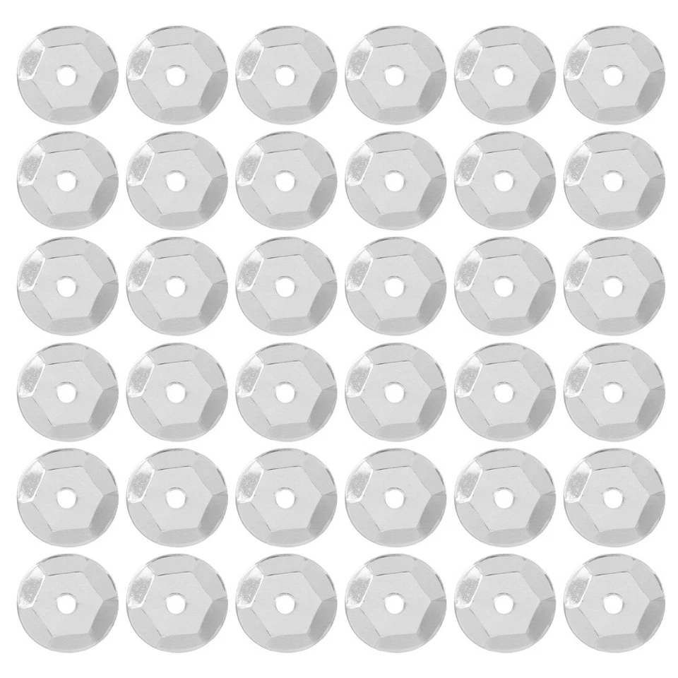  Paillettes a tazza da 800 pezzi Paillettes rotonde sciolte con fori Argento 8mm - Immagine 3 di 4