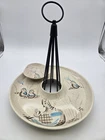 VTG Red Wing Pottery Bob White Quail Lazy Susan Platter W/ Stand & 1 Small Dish