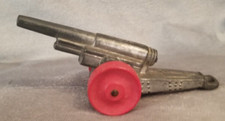 Barclay Manoil Lead Army Cannon, Wood Wheels - Dime Store, Grey Metal