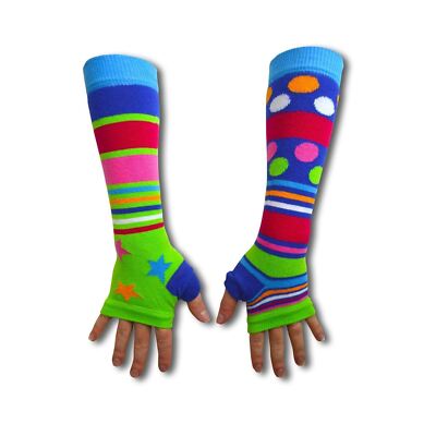 Fingerless Gloves Arm Warmers Winter Green Spots & Stripes United Oddsocks