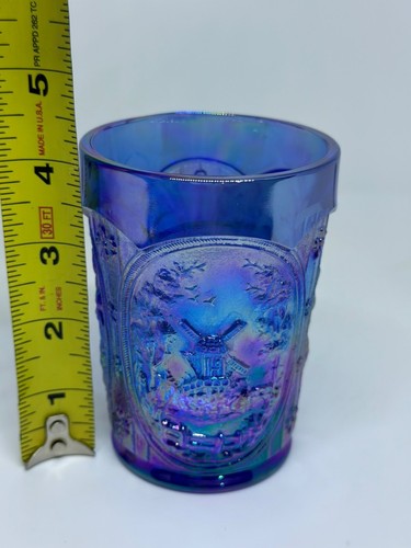 VTG Imperial Glass Carnival Depression Drinking Glass Windmill Scene Tumbler - Picture 7 of 7