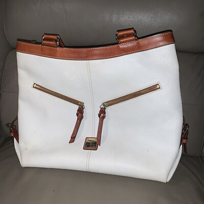 DOONEY & BOURKE SARA PEBBLED LEATHER White PURSE HANDBAG 16x12 