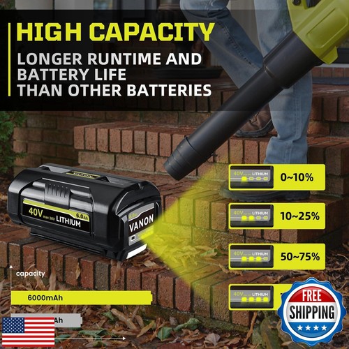 VANON 1 Pack OP4060 40V 6.0Ah Replacement for Ryobi Battery Lithium Ion Compa - Picture 3 of 5