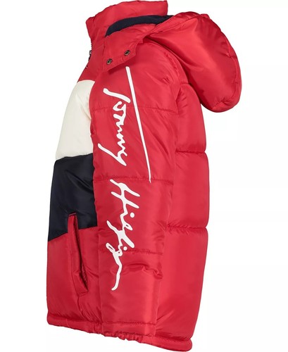 Tommy Hilfiger SCARLET SAGE Big Boy's Chevron Colorblock Puffer Jacket, US 10-12 - Bild 2 von 3