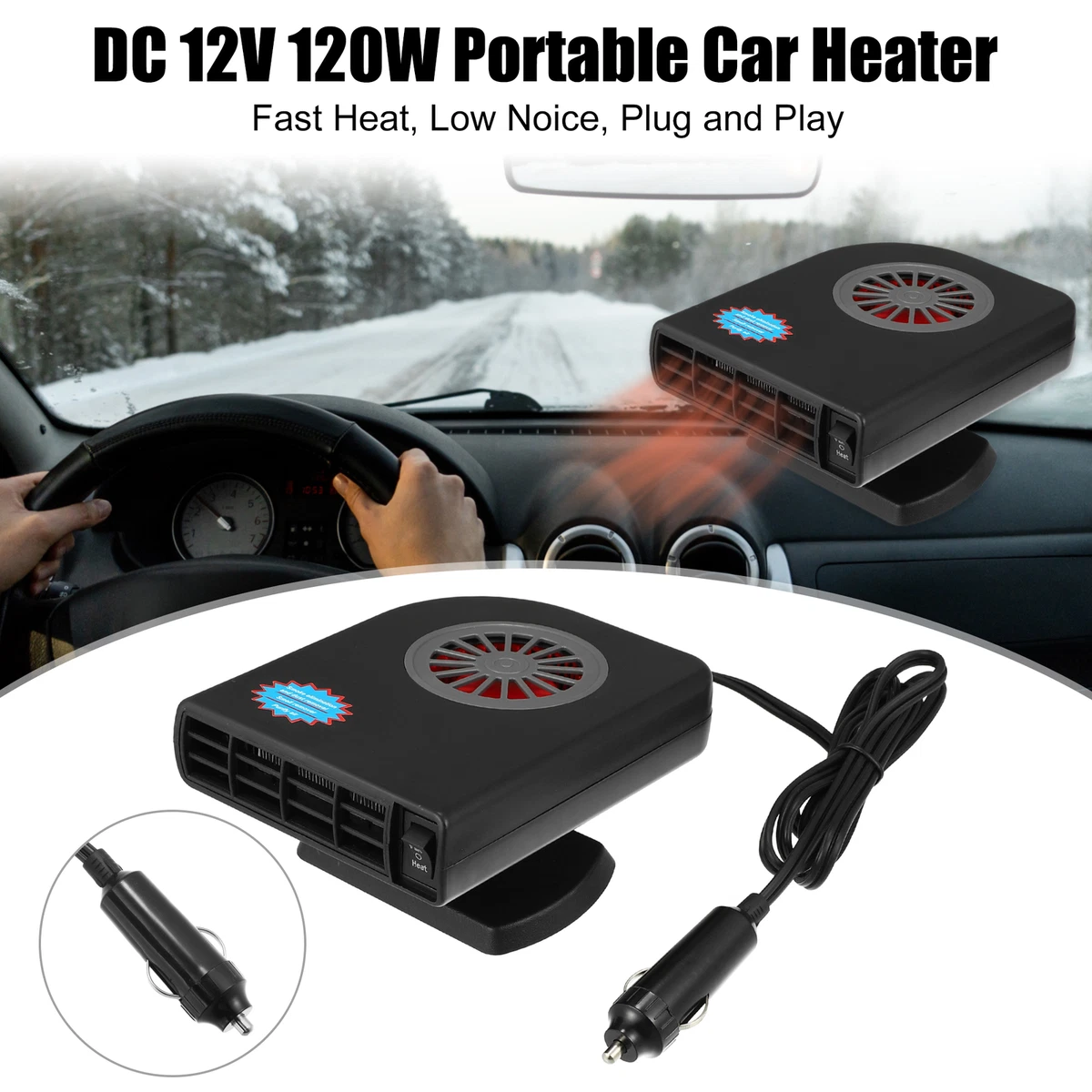 1 Set 12V 120W 2 IN 1 Car Heater Window Defroster Demister Car Heater Black  | eBay