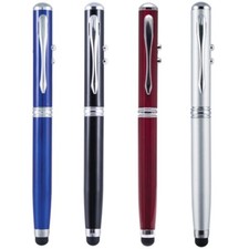 4in1 Touch Screen Stylus Ballpoint Pen Pointer LED Flashlight For Phone Tablet